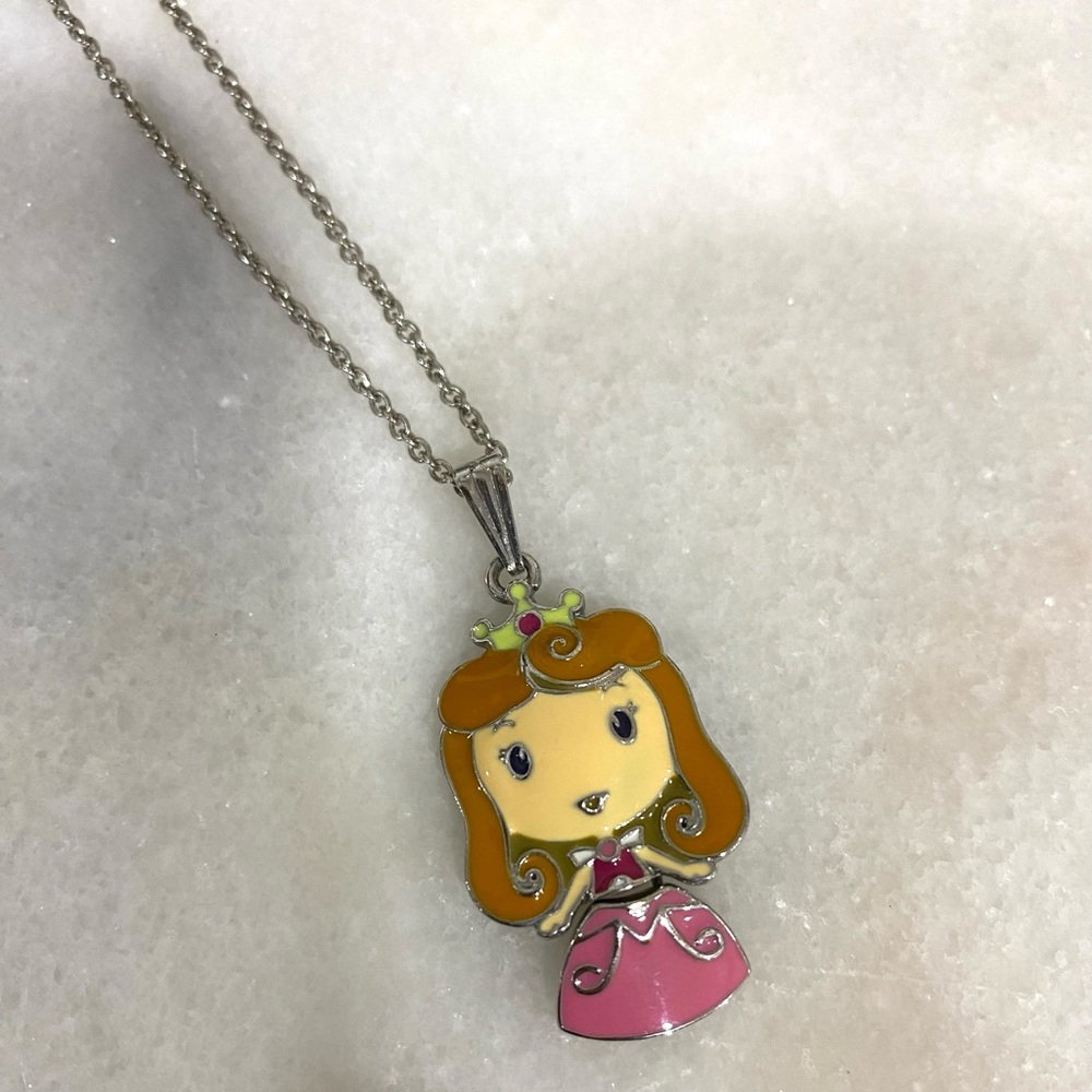 Disney Sleeping Beauty Aurora Silver Necklace - image 1